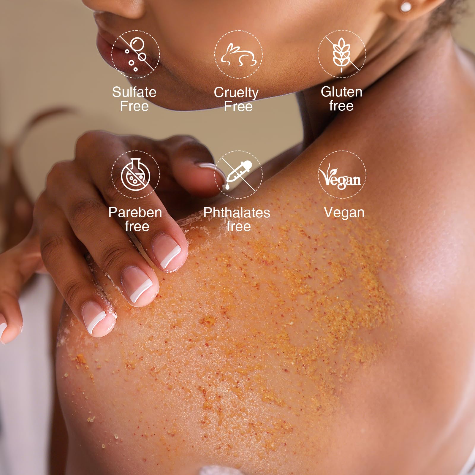 MOSRROU Turmeric Body Scrub with Vitamin C, Collagen & Coconut Oil | Exfoliating Loofah for Smooth, Hydrated Skin