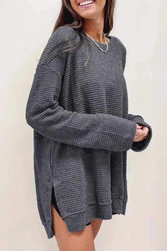 Moss Green Textured Knit Top | Plus Size Long Sleeve