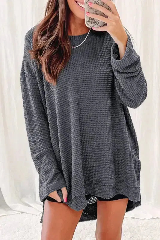 Moss Green Textured Knit Top | Plus Size Long Sleeve