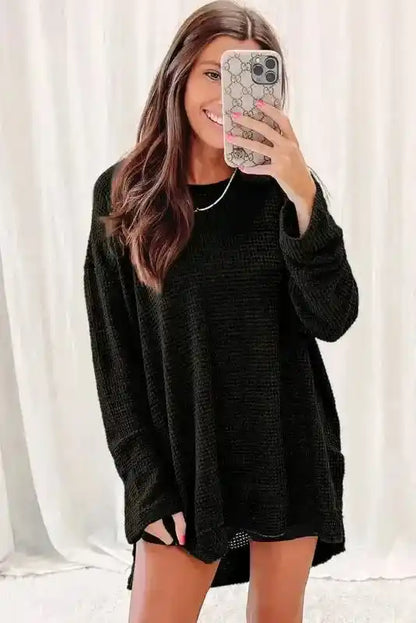 Moss Green Textured Knit Top | Plus Size Long Sleeve