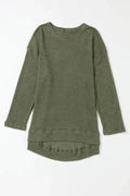 Moss Green Textured Knit Top | Plus Size Long Sleeve