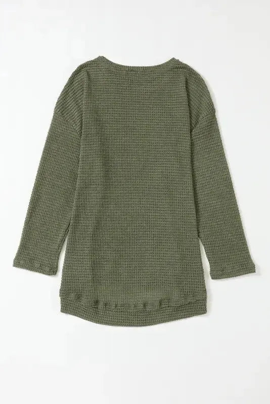 Moss Green Textured Knit Top | Plus Size Long Sleeve