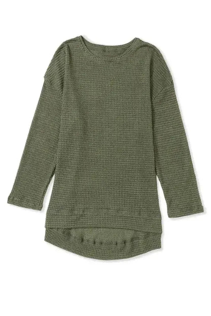 Moss Green Textured Knit Top | Plus Size Long Sleeve