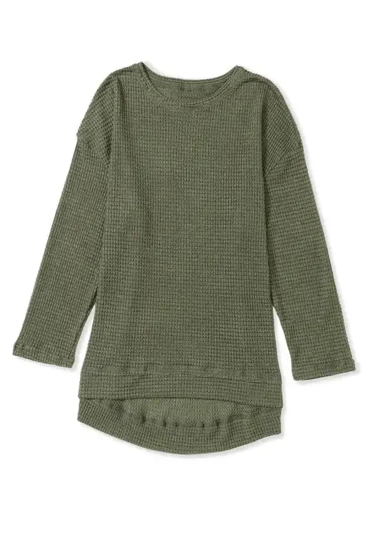 Moss Green Textured Knit Top | Plus Size Long Sleeve