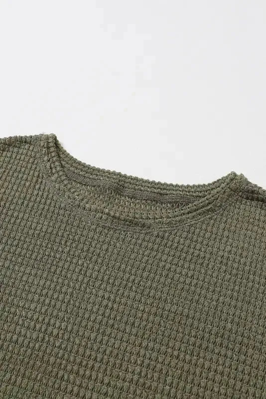 Moss Green Textured Knit Top | Plus Size Long Sleeve