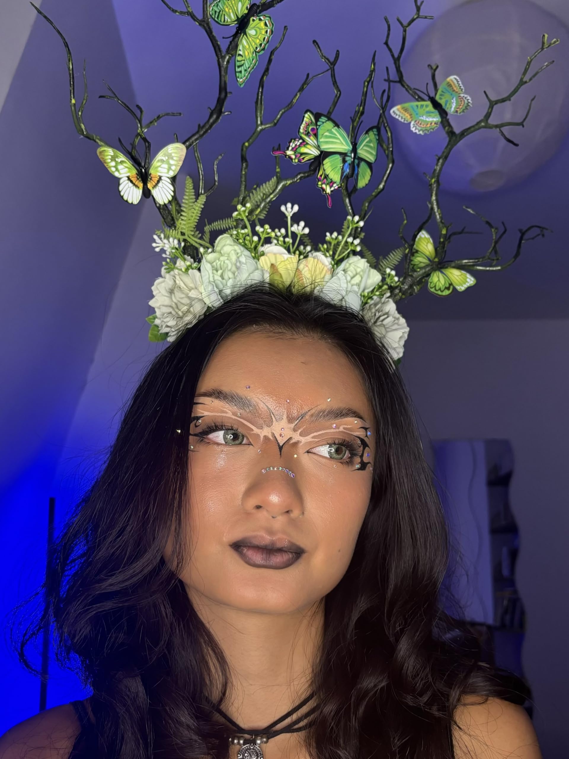 MOSTORY Green Flower Branch Headband – Handmade Woodland Crown for Women