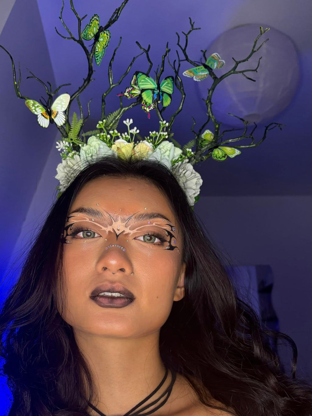 MOSTORY Green Flower Branch Headband – Handmade Woodland Crown for Women