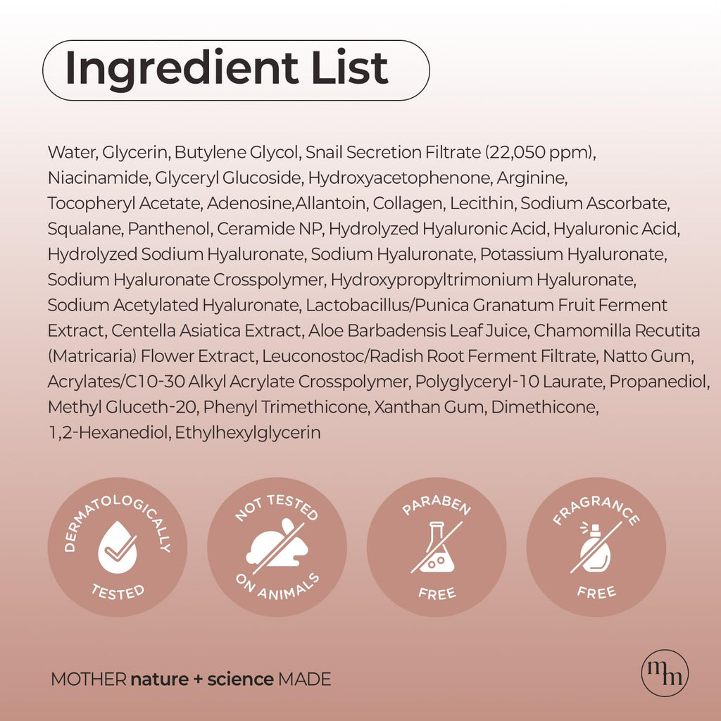 Mother Made Glowing Glass Skin Hydrating Snail Masks – 20 Pack with Niacinamide 2% & Vitamin E
