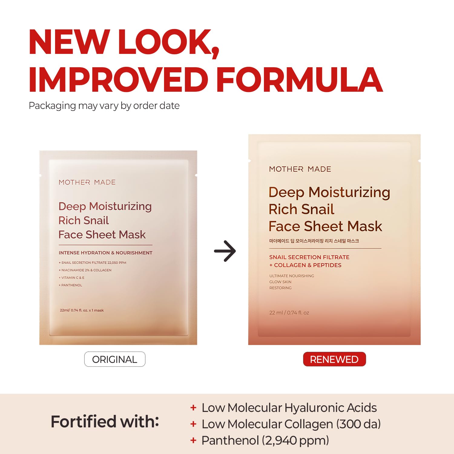 Mother Made Glowing Glass Skin Hydrating Snail Masks – 20 Pack with Niacinamide 2% & Vitamin E