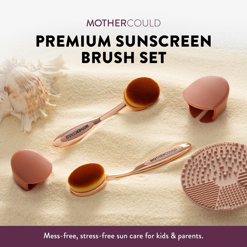 MotherCould Premium Sunscreen Brush Set – Rose Gold (2 Pack) – Mess-Free Sun Care