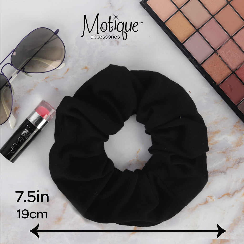 Motique Accessories Jumbo Cotton Scrunchie Hair Tie - Black