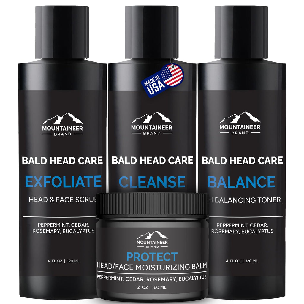 Mountaineer Brand Bald Head Care | All-Natural 4 Step Daily Skincare for Scalp & Face