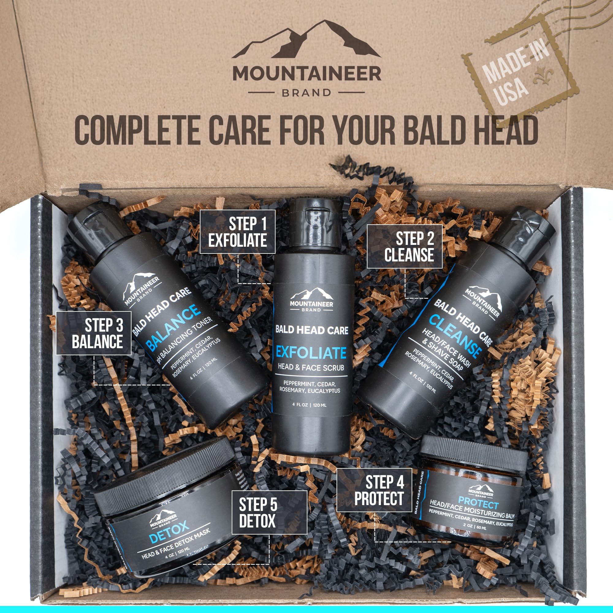 Mountaineer Brand Ultimate Bald Head Care Bundle for Men | 5-Step All-Natural Skincare