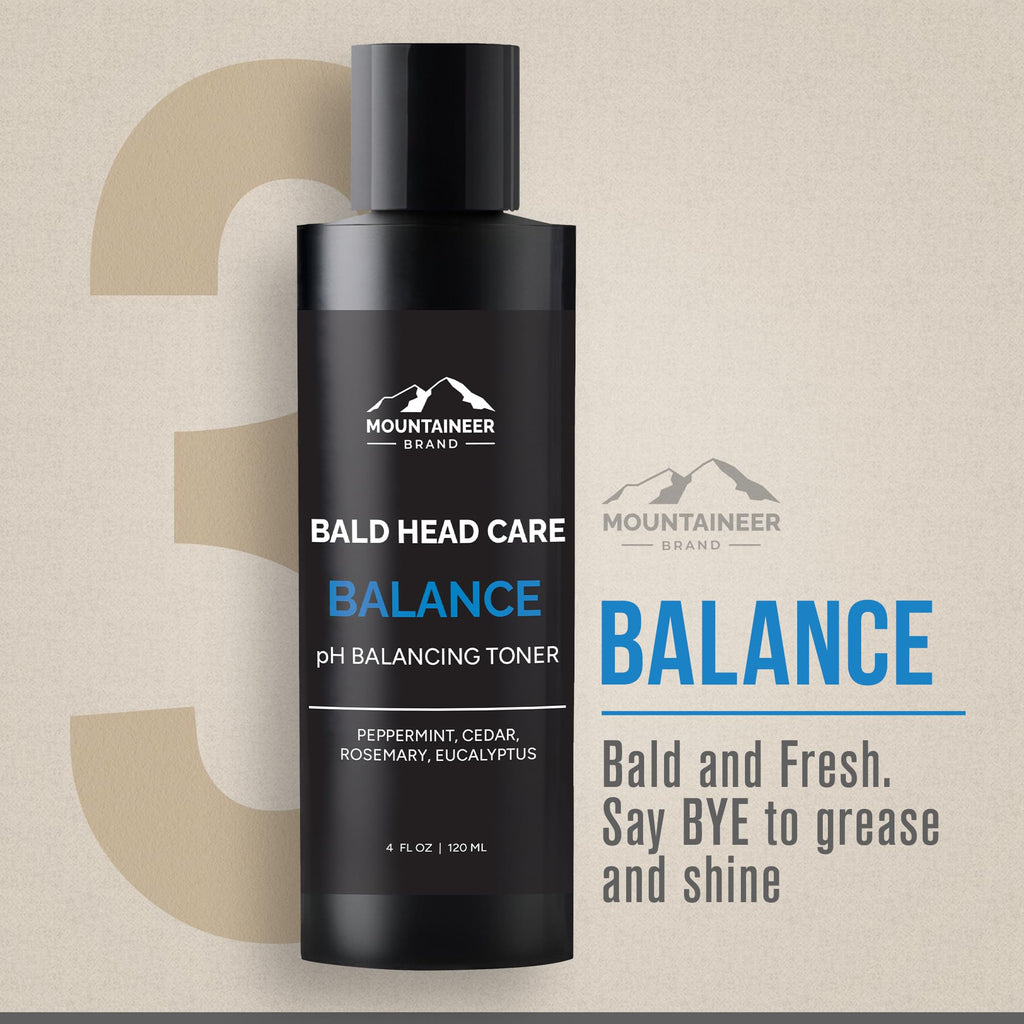 Mountaineer Brand Bald Head Care | All-Natural 4 Step Daily Skincare for Scalp & Face