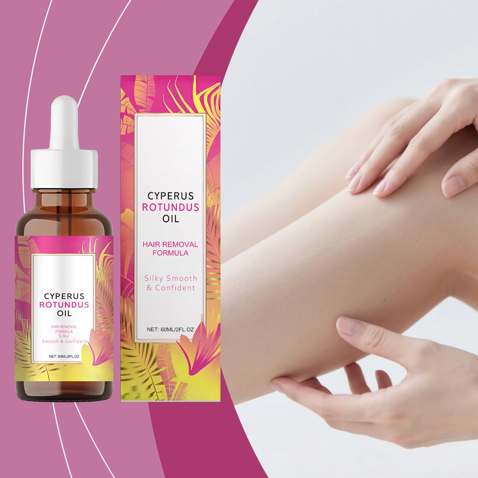 MQN Natural Hair Removal Oil & Inhibitor with Cyperus Rotundus Oil – Slow Hair Growth, 60ml