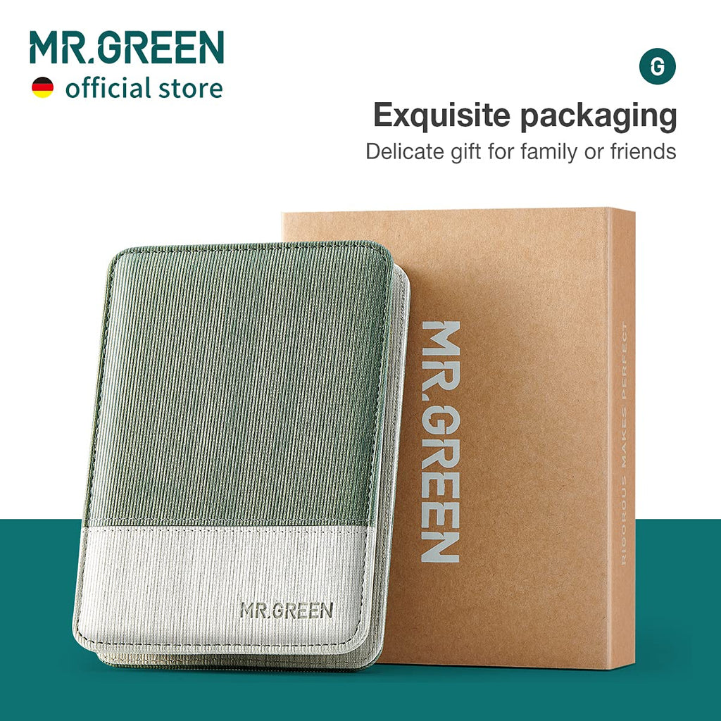 MR.GREEN 8-in-1 Manicure Set — Stainless Steel Tools in PU Leather Case (Green)