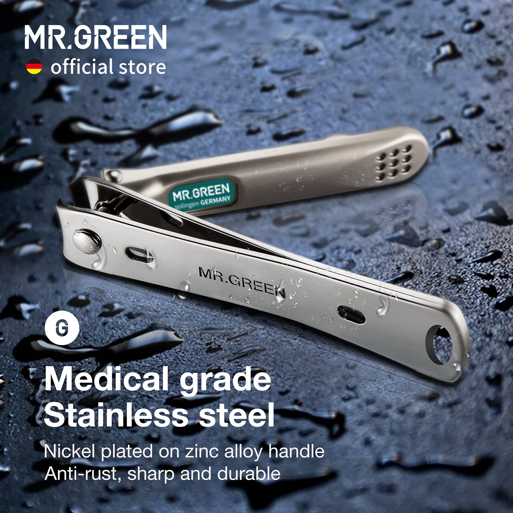 MR.GREEN Nail Clippers with Curved Blades – Stainless Steel Nail Nippers for Manicure & Pedicure (Medium)