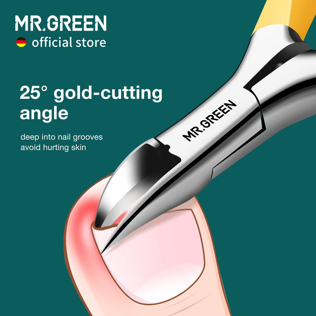 MR.GREEN Toenail Clippers Stainless Steel – Ingrown, Thick & Hard Nails Pedicure Tools (Orange + Nail Remover)