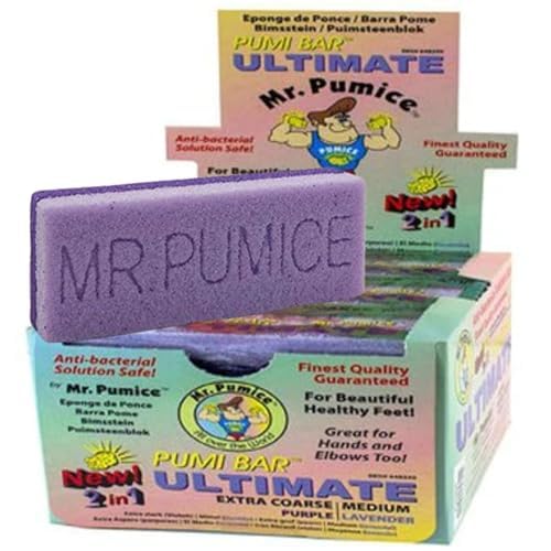 Mr. Pumice Ultimate PUMI Bar – 2-in-1 Dual-Grit Callus Remover, Pedicure Stone & Ped File Scrubber (12-Count Display Box)