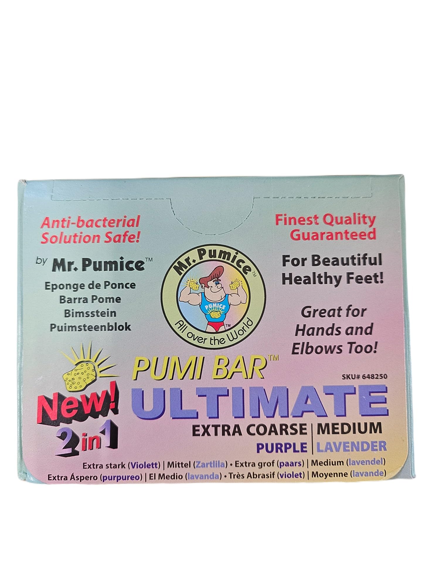 Mr. Pumice Ultimate PUMI Bar – 2-in-1 Dual-Grit Callus Remover, Pedicure Stone & Ped File Scrubber (12-Count Display Box)