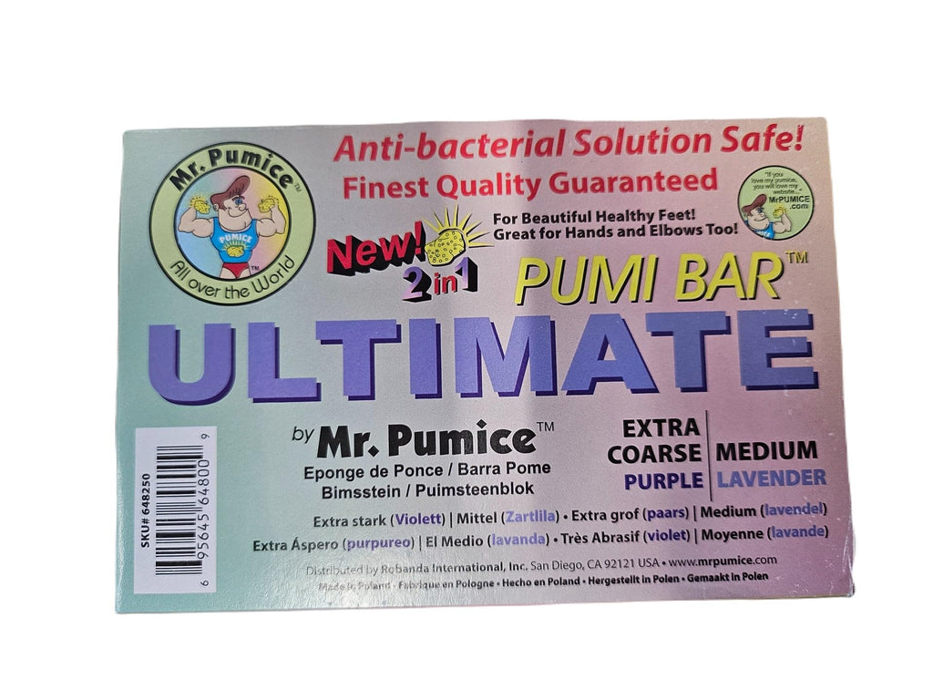 Mr. Pumice Ultimate PUMI Bar – 2-in-1 Dual-Grit Callus Remover, Pedicure Stone & Ped File Scrubber (12-Count Display Box)