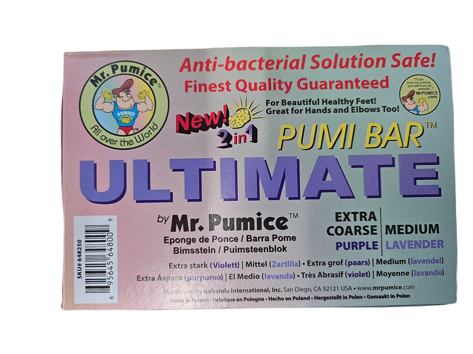 Mr. Pumice Ultimate PUMI Bar – 2-in-1 Dual-Grit Callus Remover, Pedicure Stone & Ped File Scrubber (12-Count Display Box)