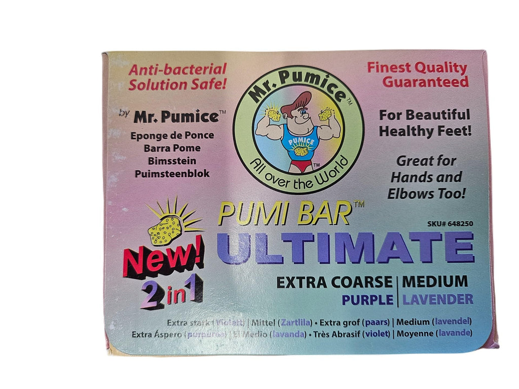 Mr. Pumice Ultimate PUMI Bar – 2-in-1 Dual-Grit Callus Remover, Pedicure Stone & Ped File Scrubber (12-Count Display Box)