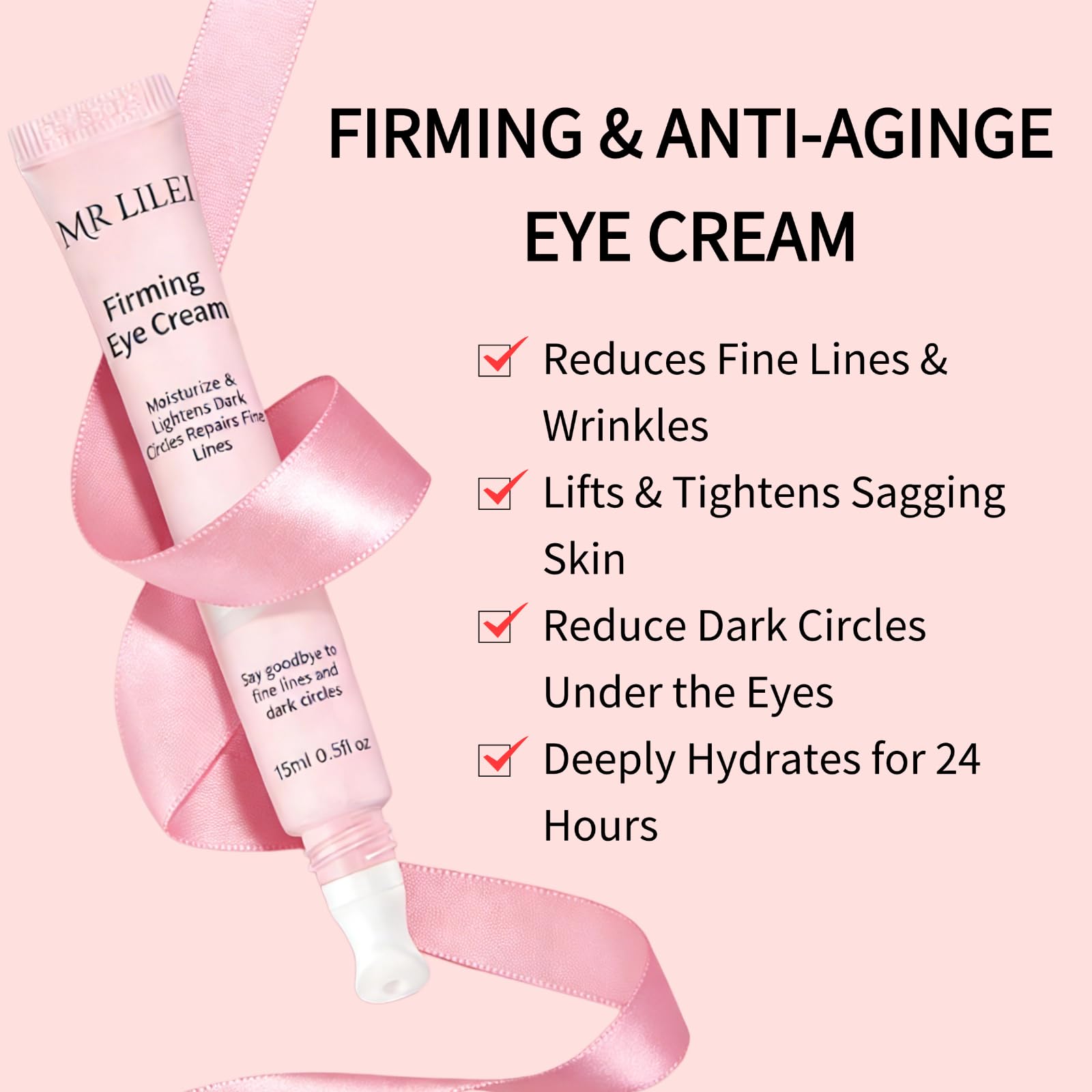 Mrlilei Beauty Firming Eye Cream with Hyaluronic Acid - Fragrance-Free, 0.5 oz