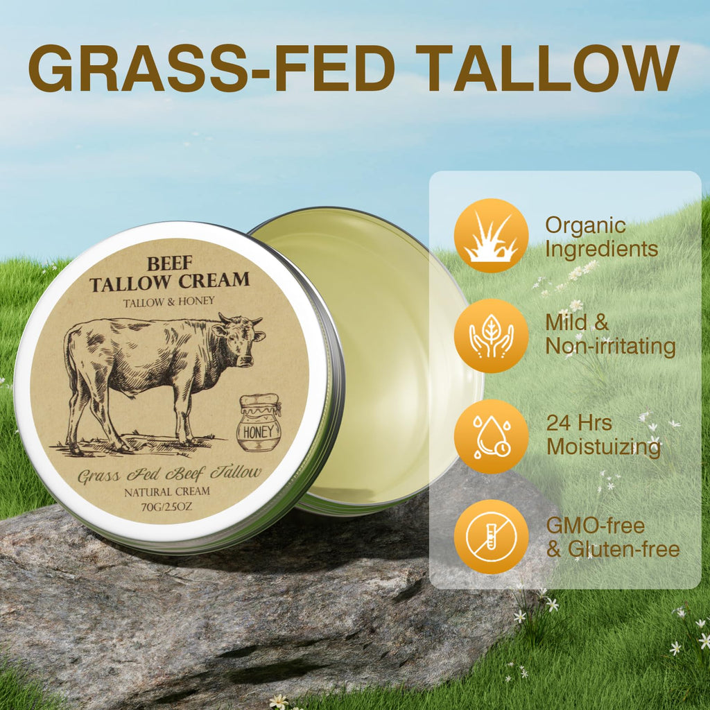 MROUVIK Beef Tallow & Honey Balm – Natural Grass-Fed Skin Moisturizer