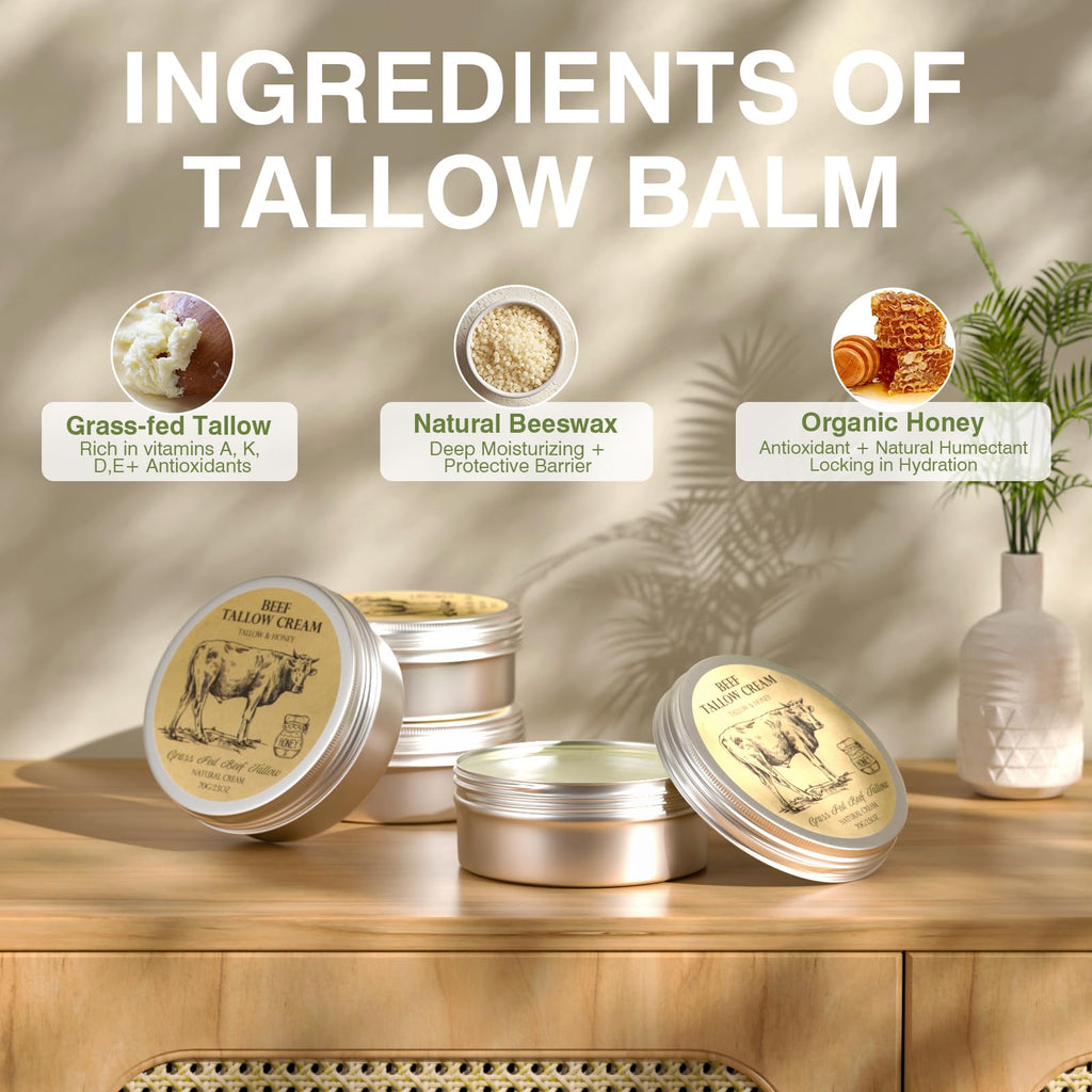 MROUVIK Beef Tallow & Honey Balm – Natural Grass-Fed Skin Moisturizer