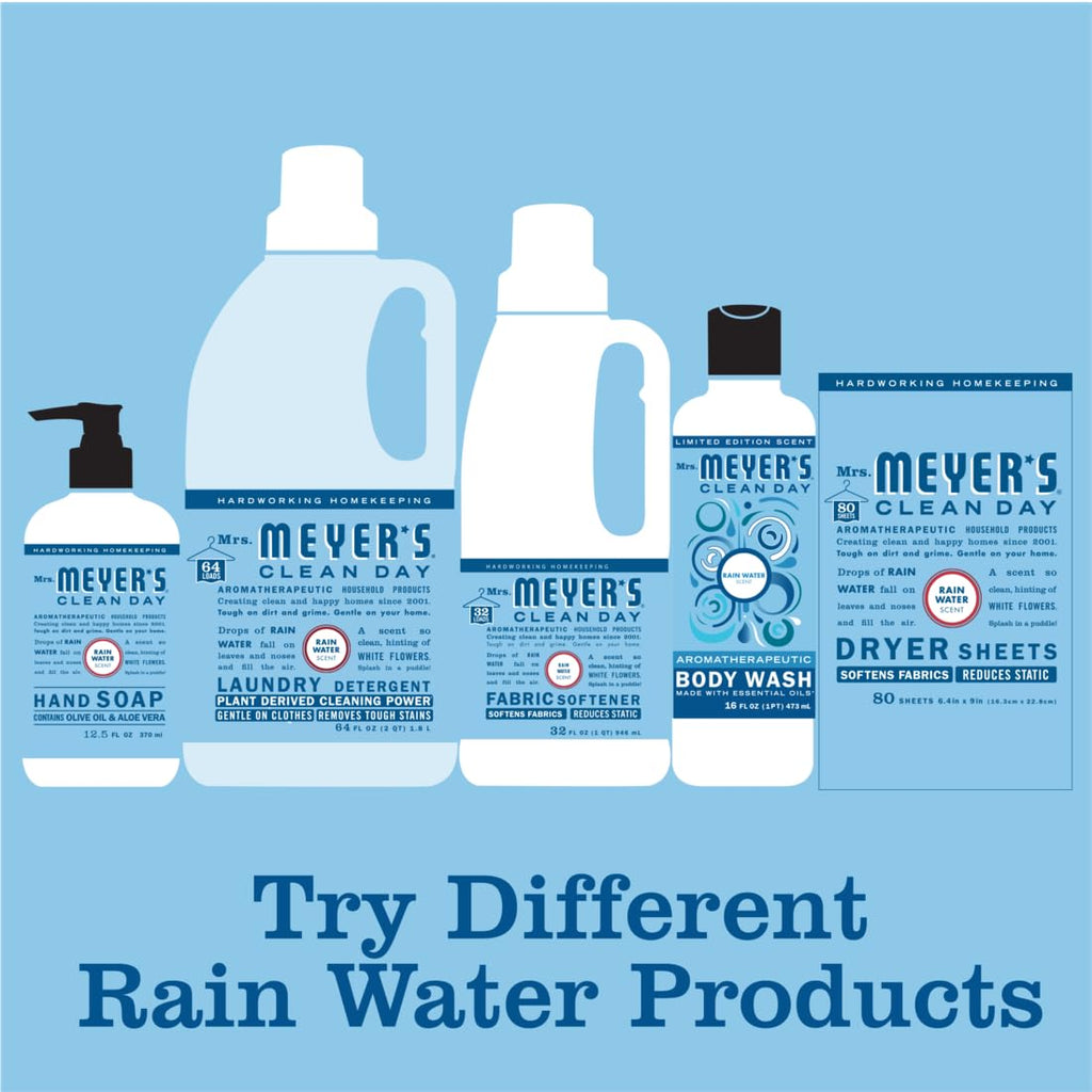 MRS. MEYER'S CLEAN DAY Bar Soap – Rain Water Scent, 4 Bars, Body & Hand Wash