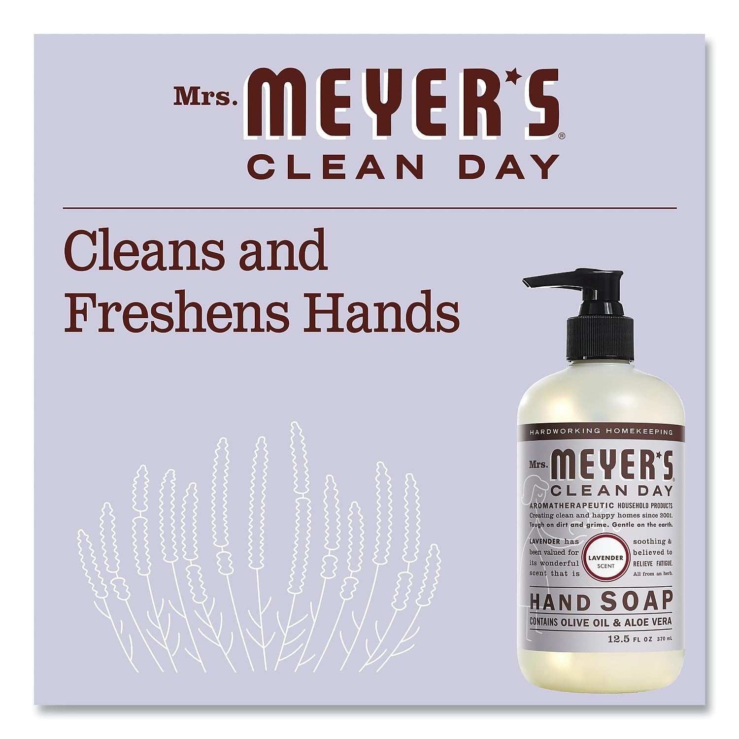 Mrs. Meyer's Clean Day Lavender Hand Soap with Essential Oils, 12.5 fl oz, Pack of 6