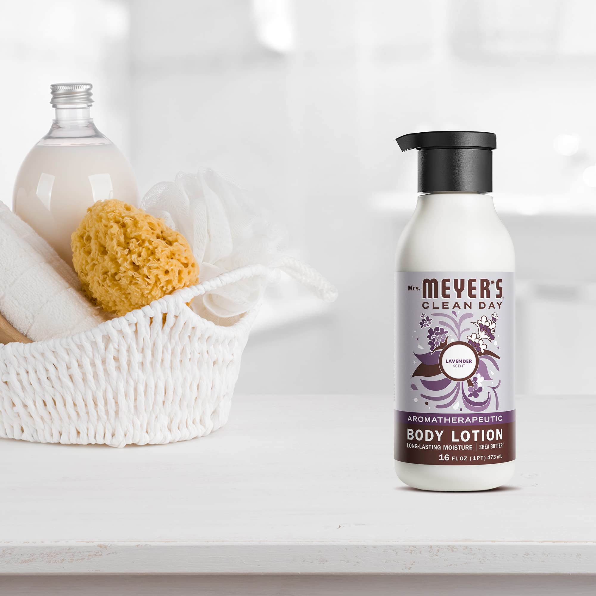 MRS. MEYER'S CLEAN DAY Lavender Body Lotion - Dry Skin Non-Greasy Moisturizer - 16 fl oz - Pack of 3