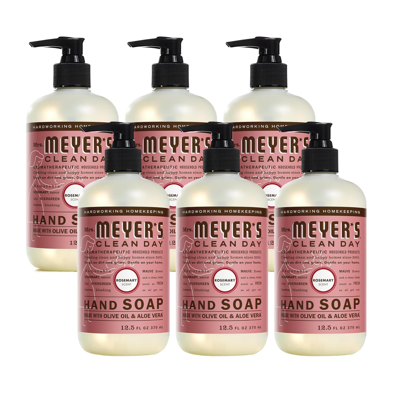 Mrs. Meyer's Rosemary Hand Soap – 12.5 oz, Pack of 6 | Clean Day