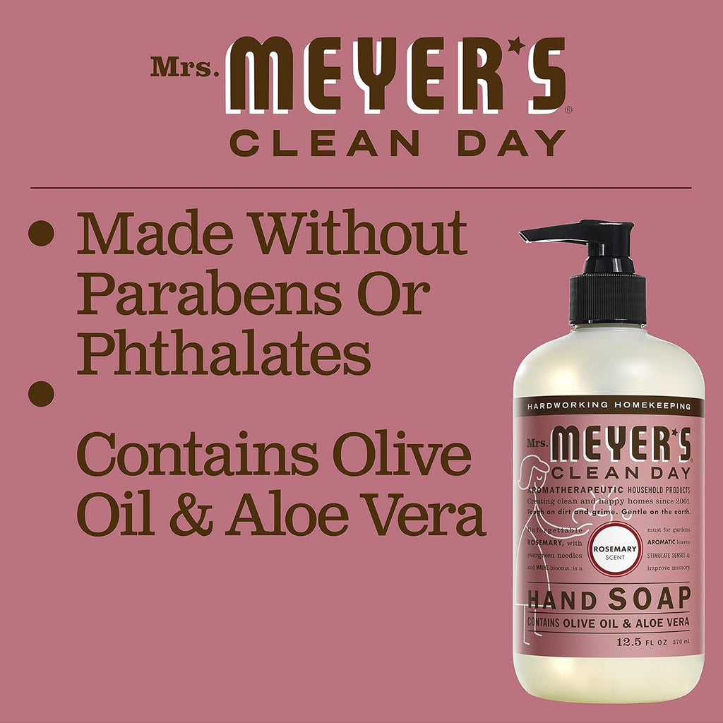 Mrs. Meyer's Rosemary Hand Soap – 12.5 oz, Pack of 6 | Clean Day