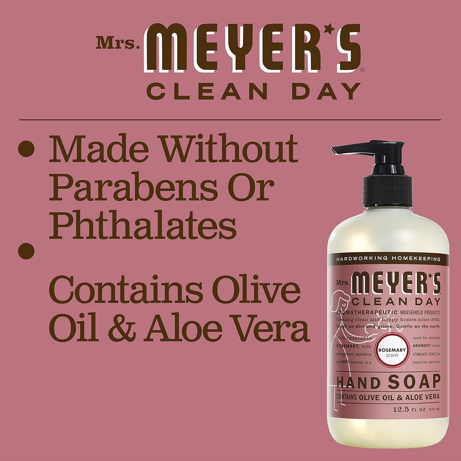 Mrs. Meyer's Rosemary Hand Soap – 12.5 oz, Pack of 6 | Clean Day