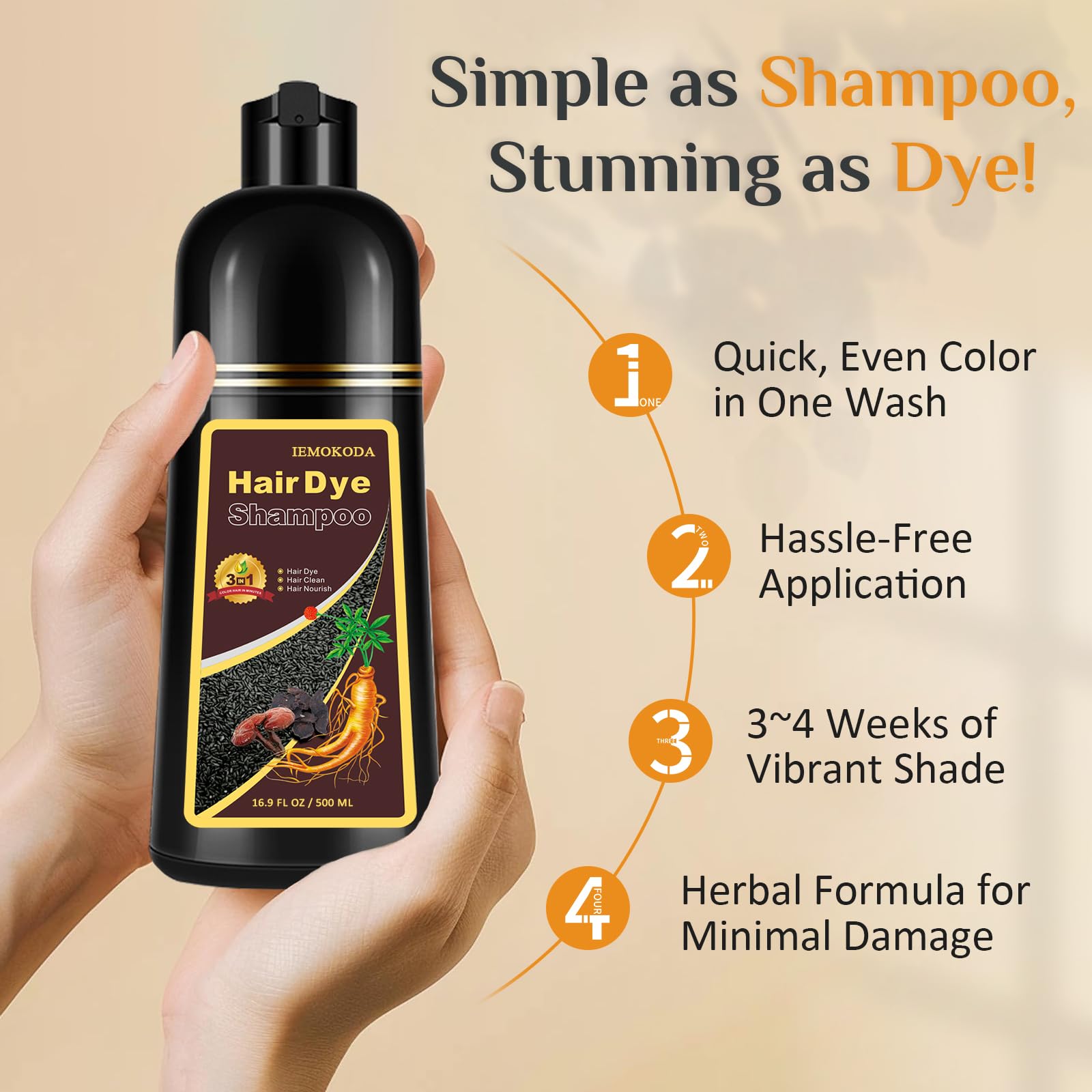 Msktasy Burgundy Hair Dye Shampoo – 3-in-1 Color & Care, 16.9 oz