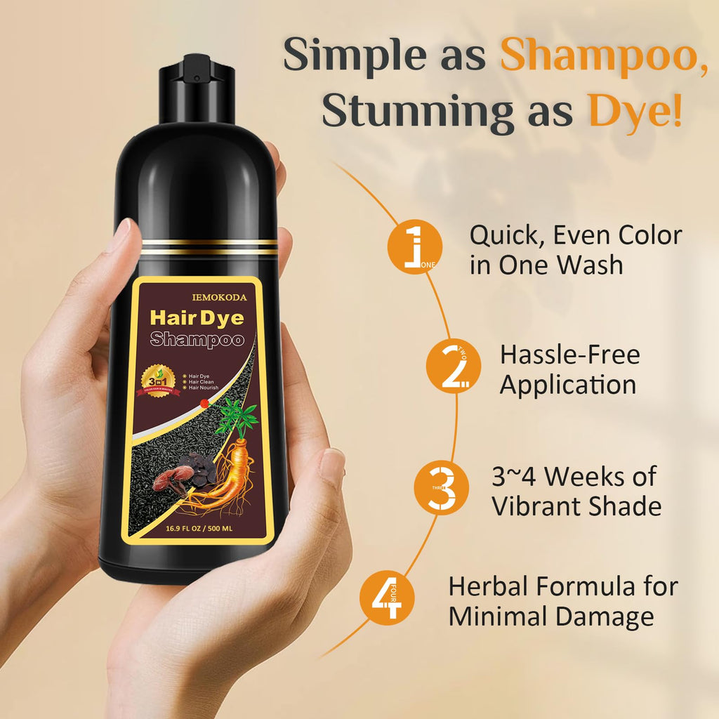 Msktasy At-Home Hair Dye Shampoo in Blonde Brown — 3-in-1 Color & Care, 16.9 oz