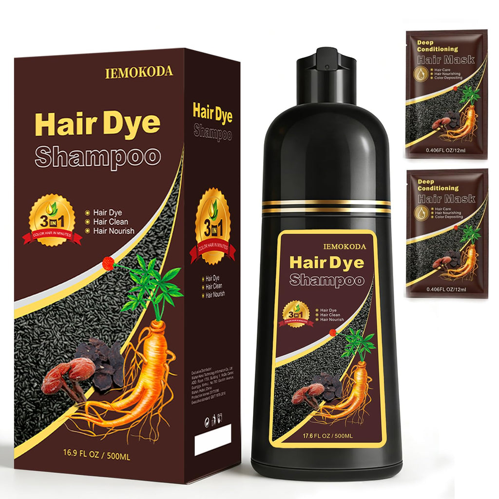 Msktasy Hair Dye Shampoo in Coffee – 3-in-1 Color & Care, 16.9 oz, Natural Gray Coverage