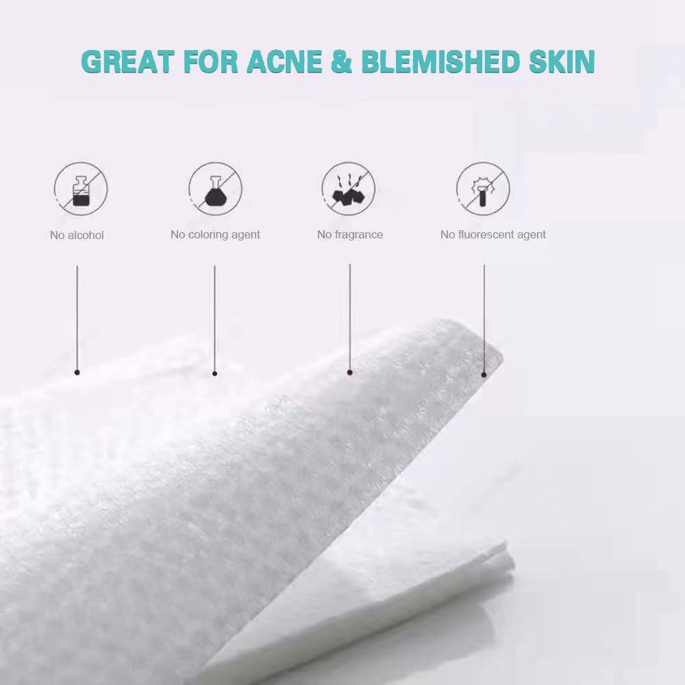 MSOEUESO Soft Dry Wipes Cotton Facial Tissues – 300 Count (Pack of 3), Lint-Free & Biodegradable