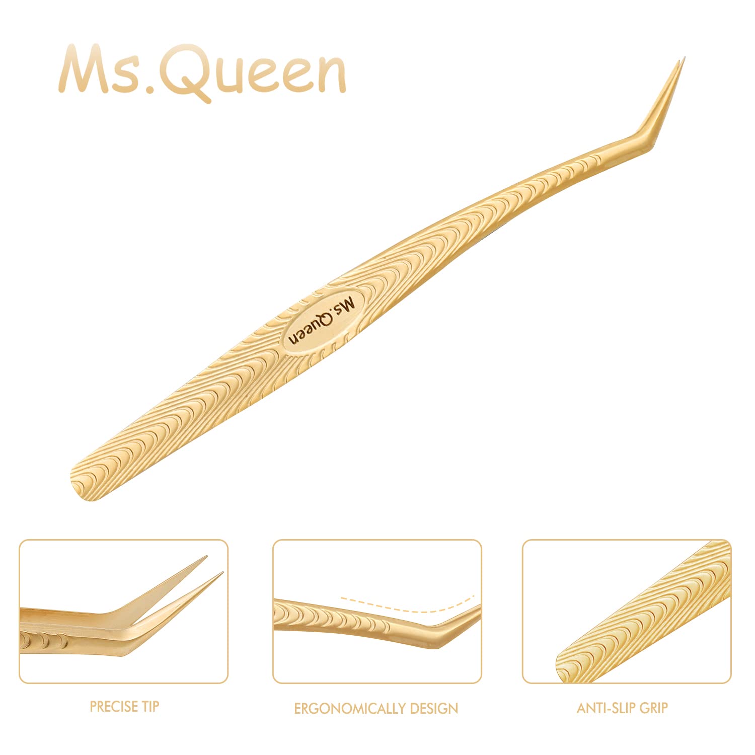 Ms.Queen Lash Tweezers for Eyelash Extensions – Professional Precision for Volume, Isolation & Control