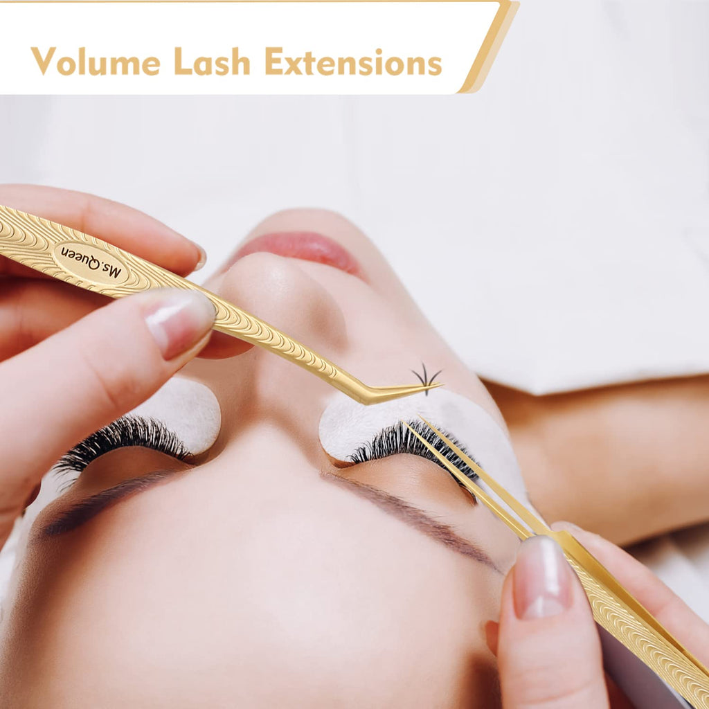 Ms.Queen Lash Tweezers for Eyelash Extensions – Professional Precision for Volume, Isolation & Control