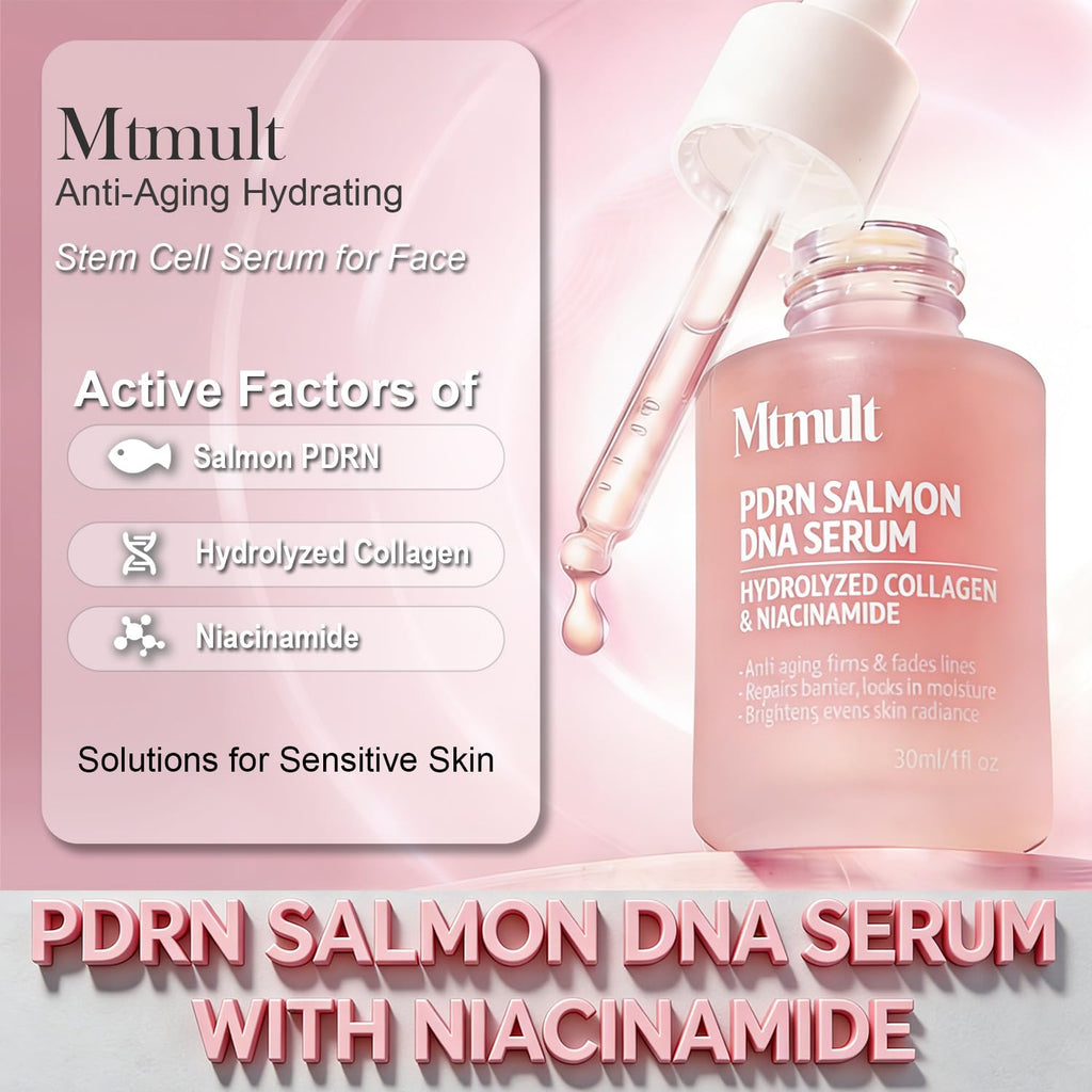 Mtmult Salmon DNA Serum with PDRN & Niacinamide - Hydrating Anti-Aging Serum for Face, 1.01 fl oz