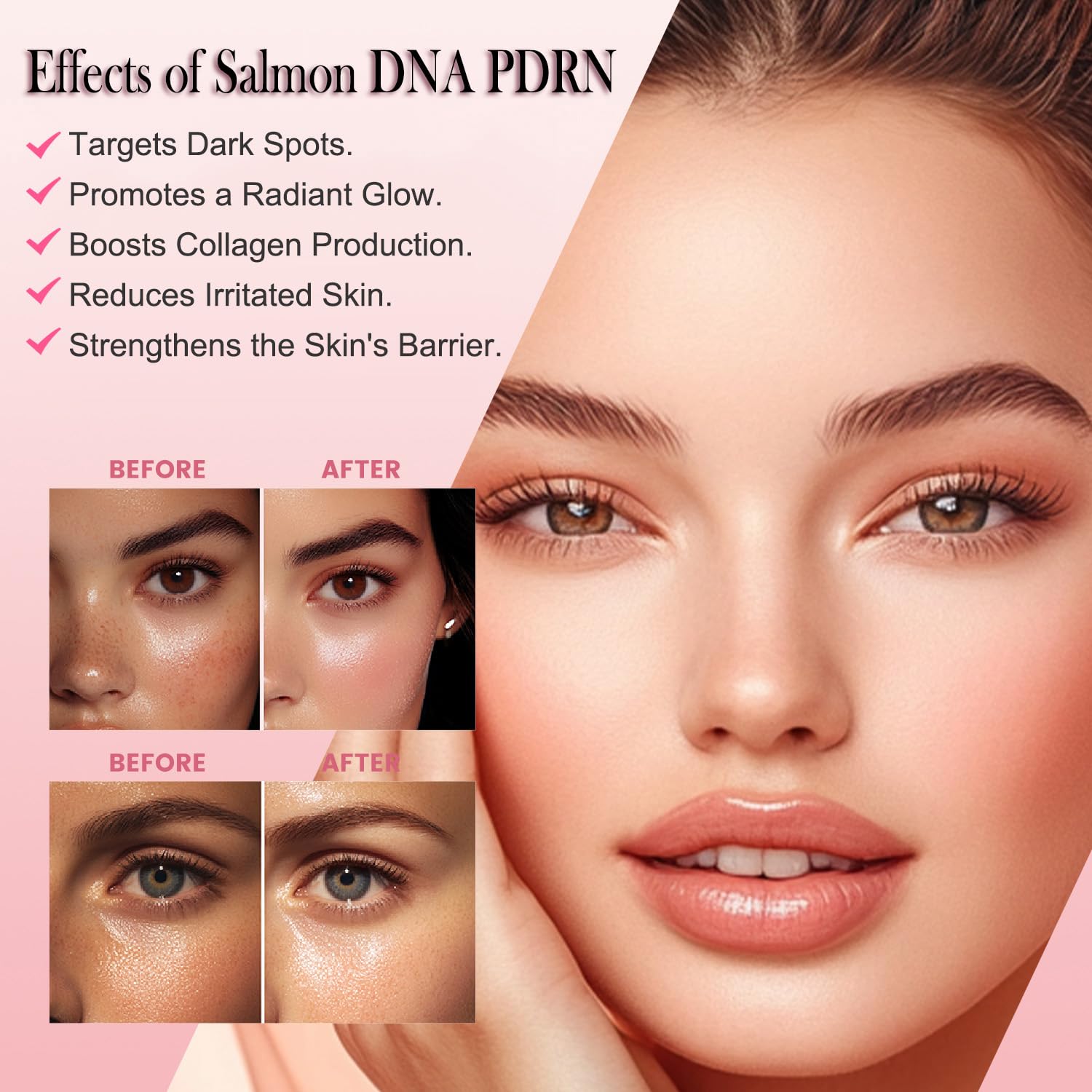 Mtmult Salmon DNA PDRN Serum – 99% Salmon DNA, Collagen & Hyaluronic Acid, 30 Ampoules, Firming & Moisturizing