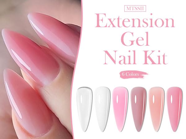 MTSSII 13Pcs Poly Nail Gel Kit 6 Colors + Mini UV Lamp for DIY Nails