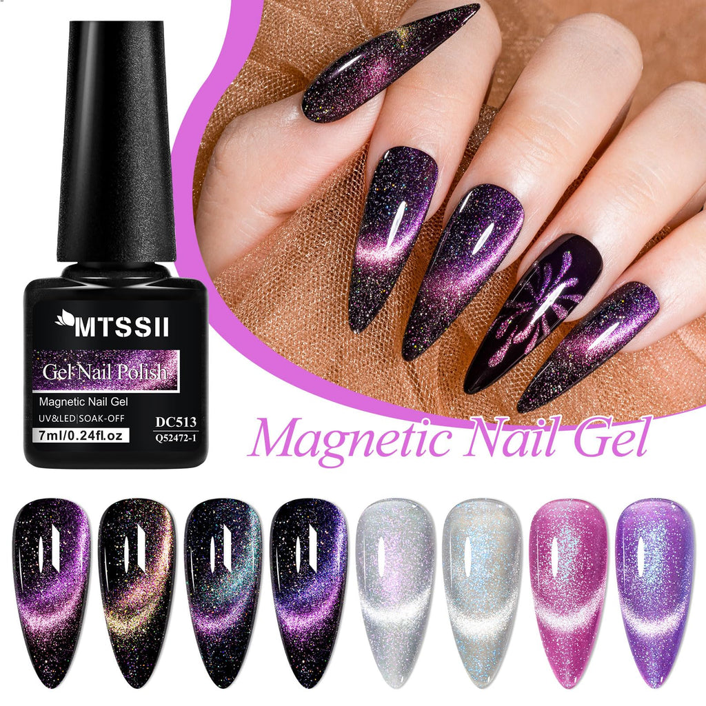 MTSSII 8 Colors Cat Eye Gel Nail Polish Set5 – 8pcs Soak-Off, Safe, Long-Lasting, Gift Box