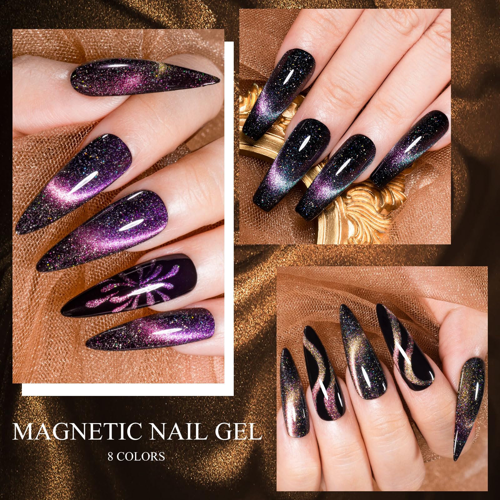 MTSSII 8 Colors Cat Eye Gel Nail Polish Set5 – 8pcs Soak-Off, Safe, Long-Lasting, Gift Box