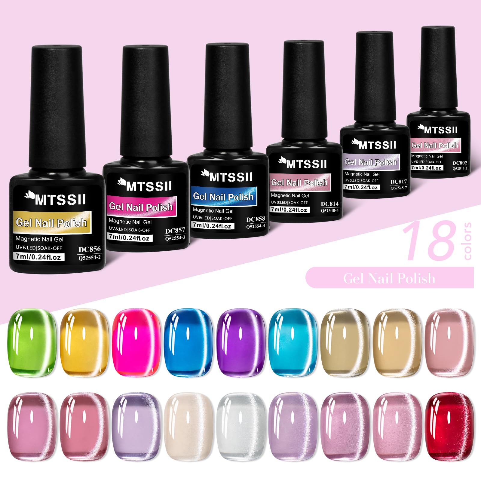 MTSSII Jelly Cat Eye Gel Nail Polish Set 18PCS – Magnetic Cat Eye Kit