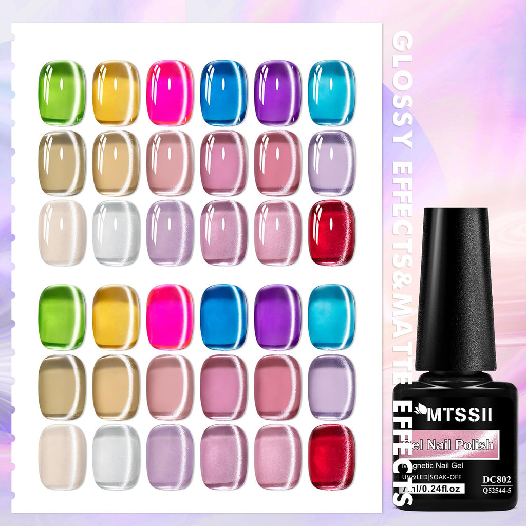 MTSSII Jelly Cat Eye Gel Nail Polish Set 18PCS – Magnetic Cat Eye Kit