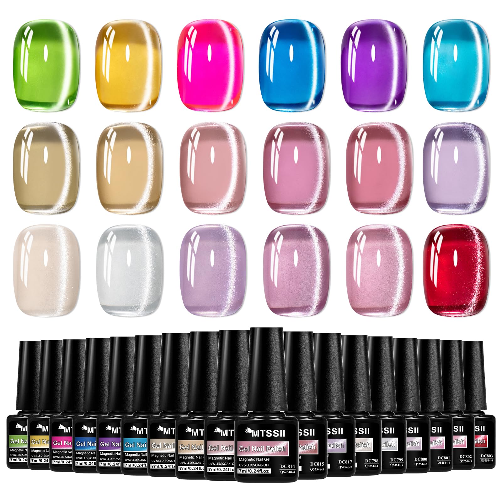 MTSSII Jelly Cat Eye Gel Nail Polish Set 18PCS – Magnetic Cat Eye Kit